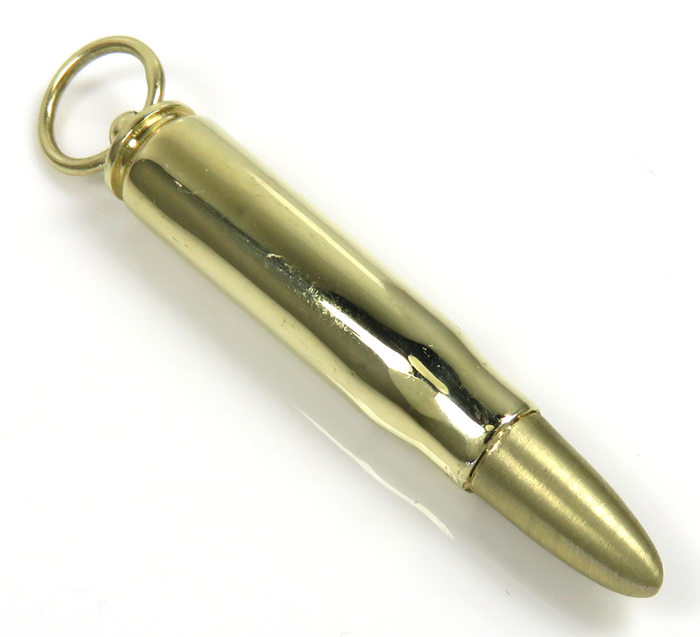 14k yellow gold hollow ak-47 bullet pendant 
