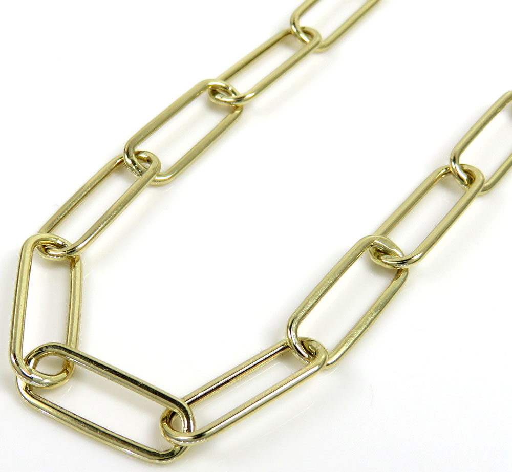 14k yellow gold hollow paper clip chain 16-30 inch 5.50mm