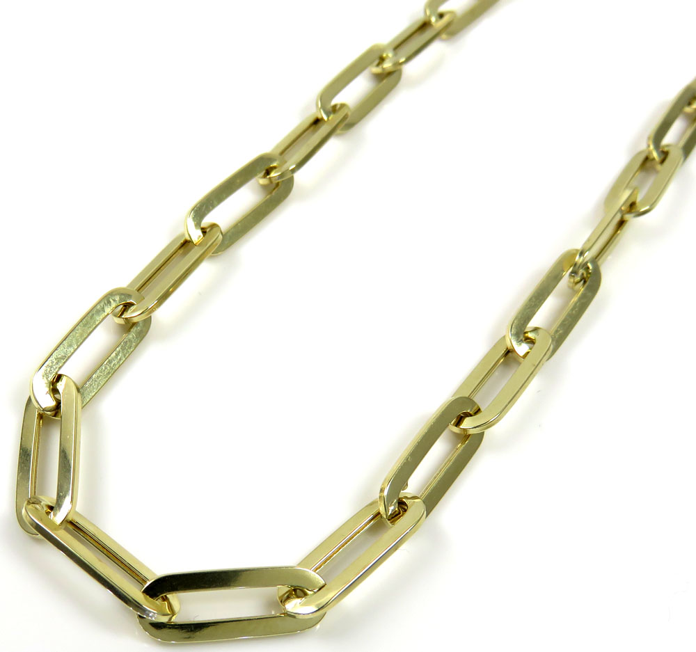 14k yellow gold hollow paper clip chain 16-30 inch 5.50mm