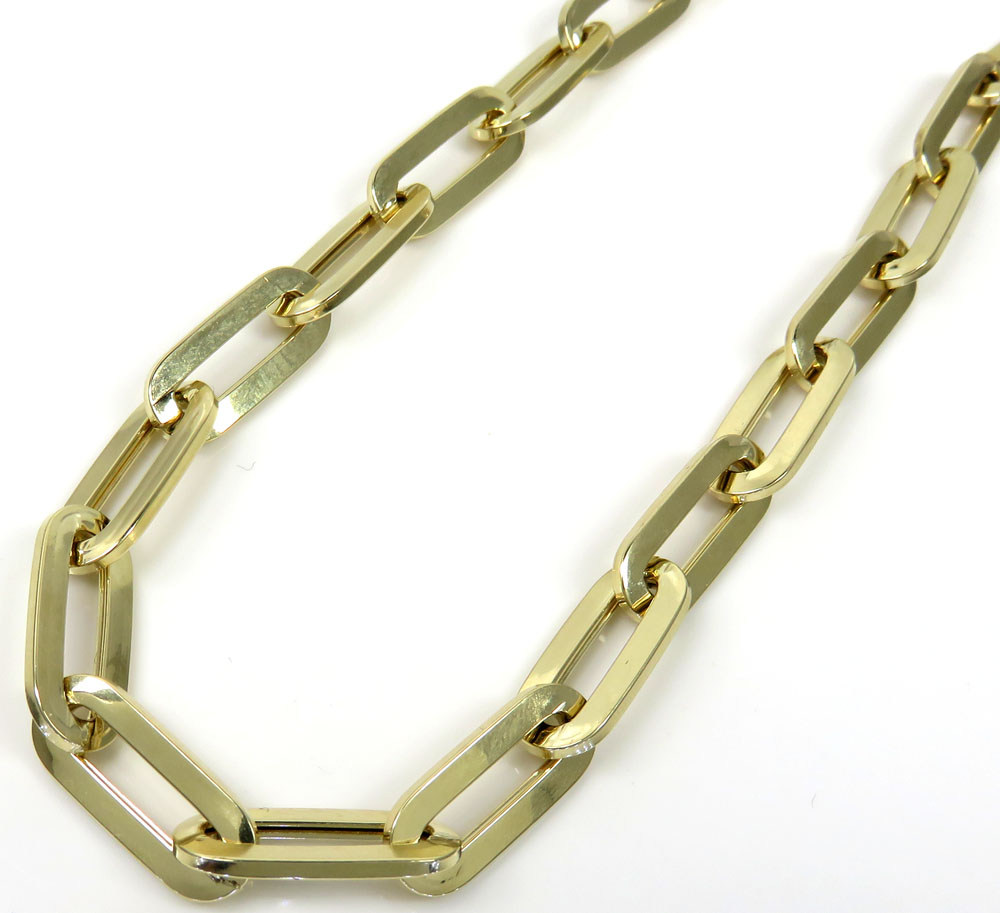 14k yellow gold hollow xl paper clip chain 18-30 inch 8mm