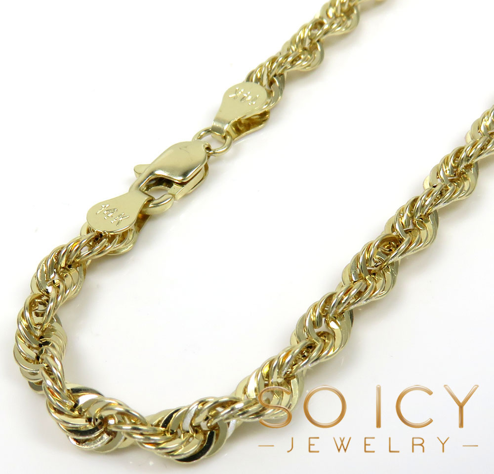 14k yellow gold solid rope bracelet 8.50 inch 4mm
