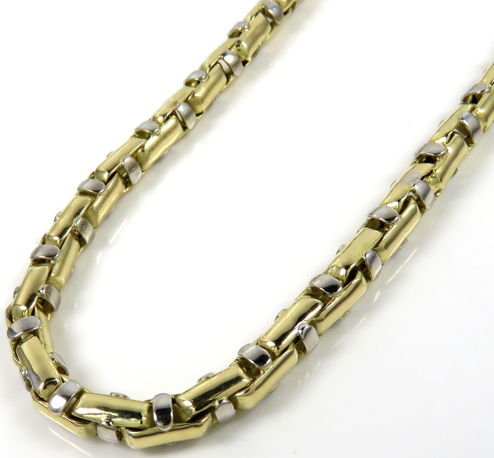 14k two tone gold anchor link chain 24-30 inch 4.80mm