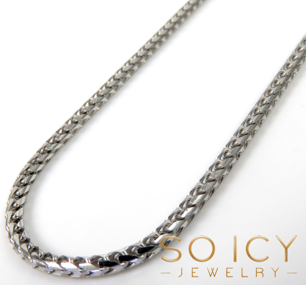 14k solid white gold franco chain 18-24 inch 1.70mm