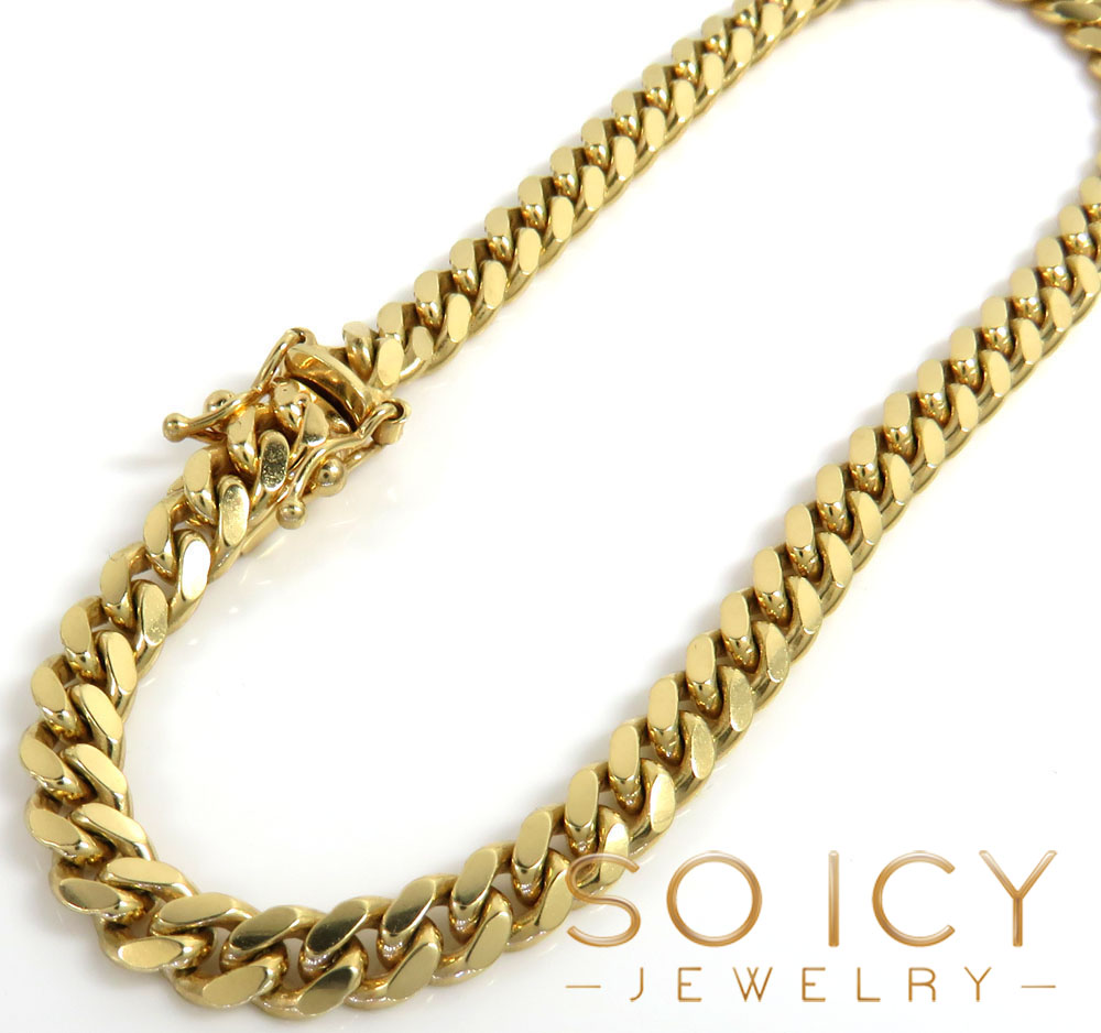 10k yellow gold solid miami bracelet 8 inch 5mm