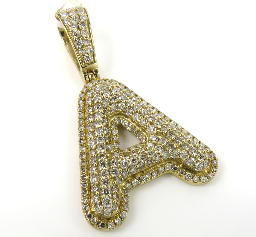 10K Yellow White Gold Diamond Custom 3D Initial V Letter Pendant