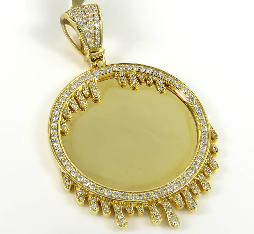 10k yellow gold large diamond drip picture pendant 1.65ct