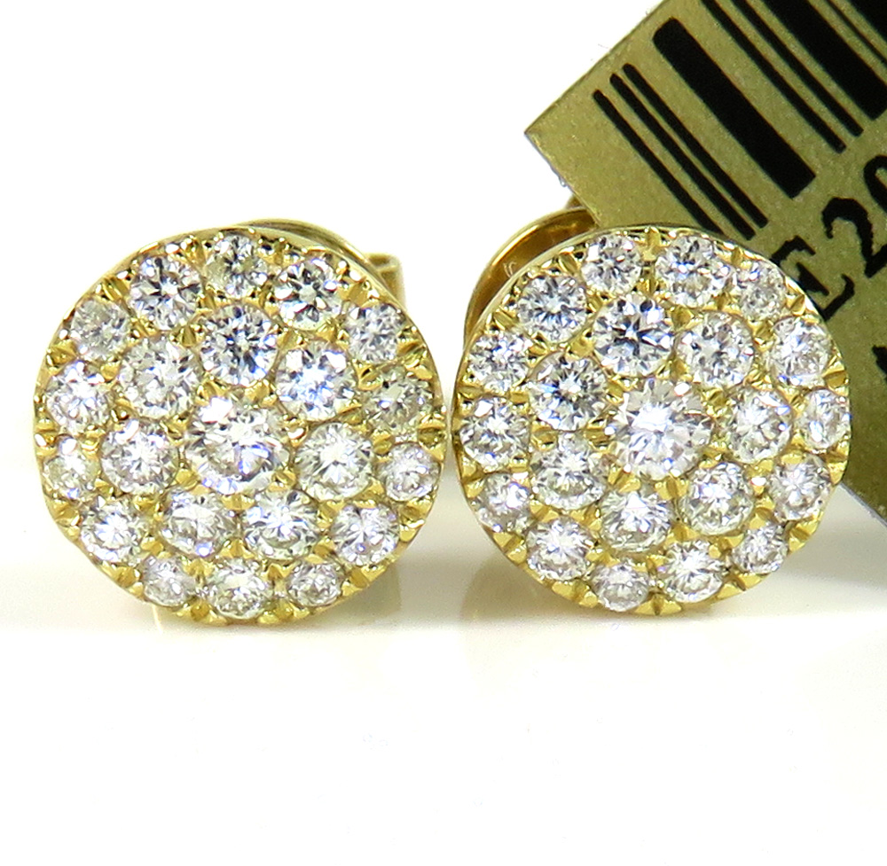 10k yellow gold round diamond 7.50mm cluster earrings 0.45ct