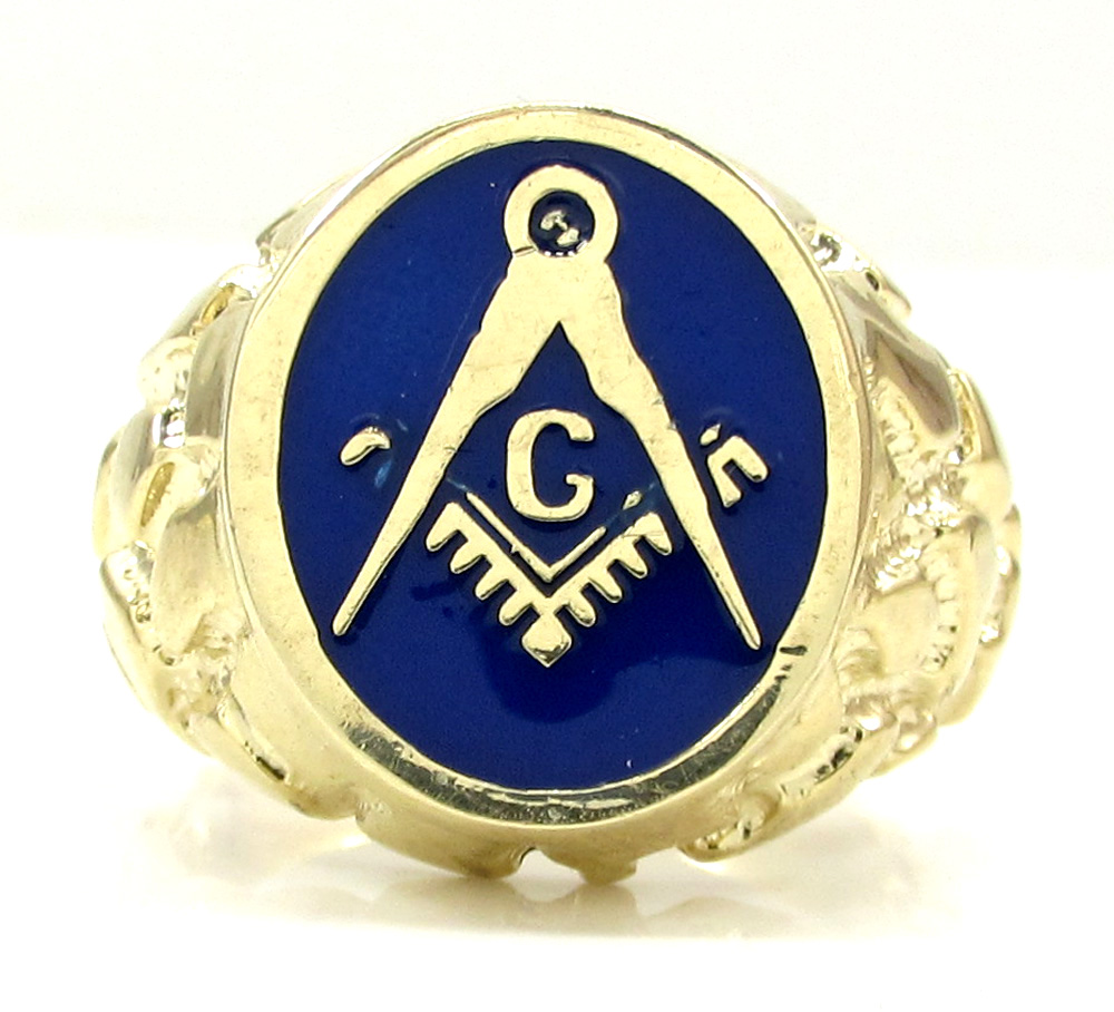 10k yellow gold enamel color nugget free mason g  ring 