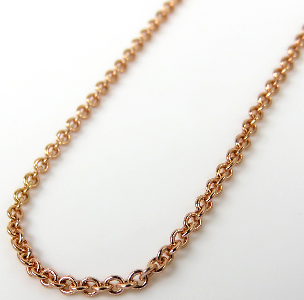 14k rose gold solid skinny rolo chain 16-20