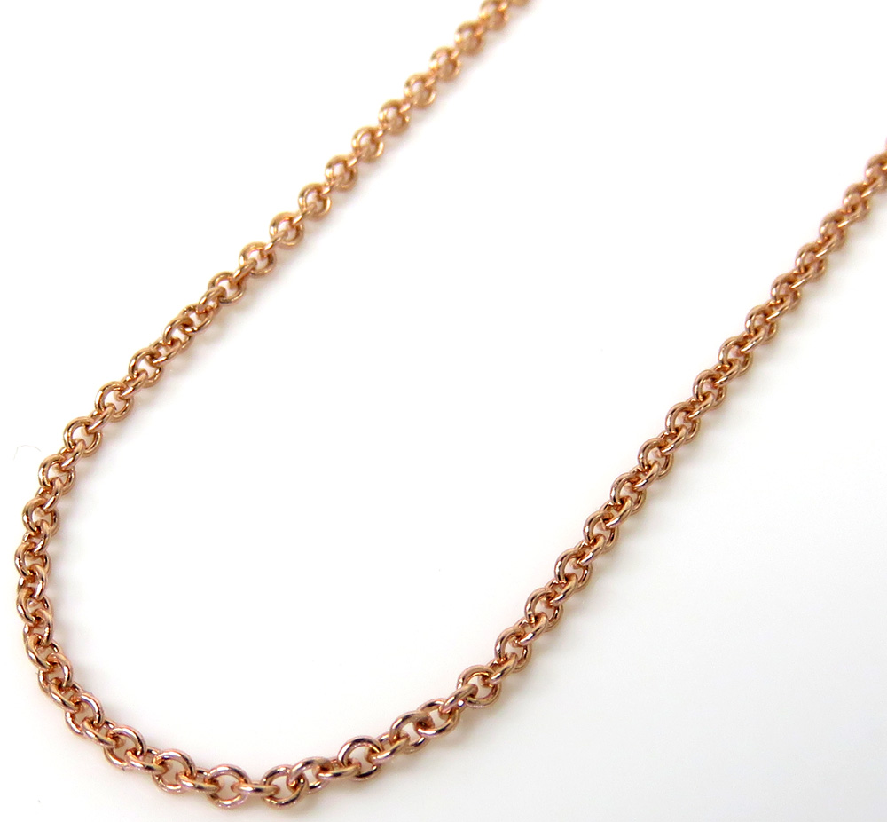 14k rose gold solid skinny rolo chain 16-20