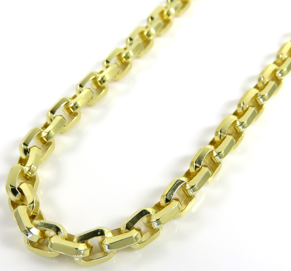 10k yellow gold solid beveled edge cable chain 20-26 inches 4.50mm
