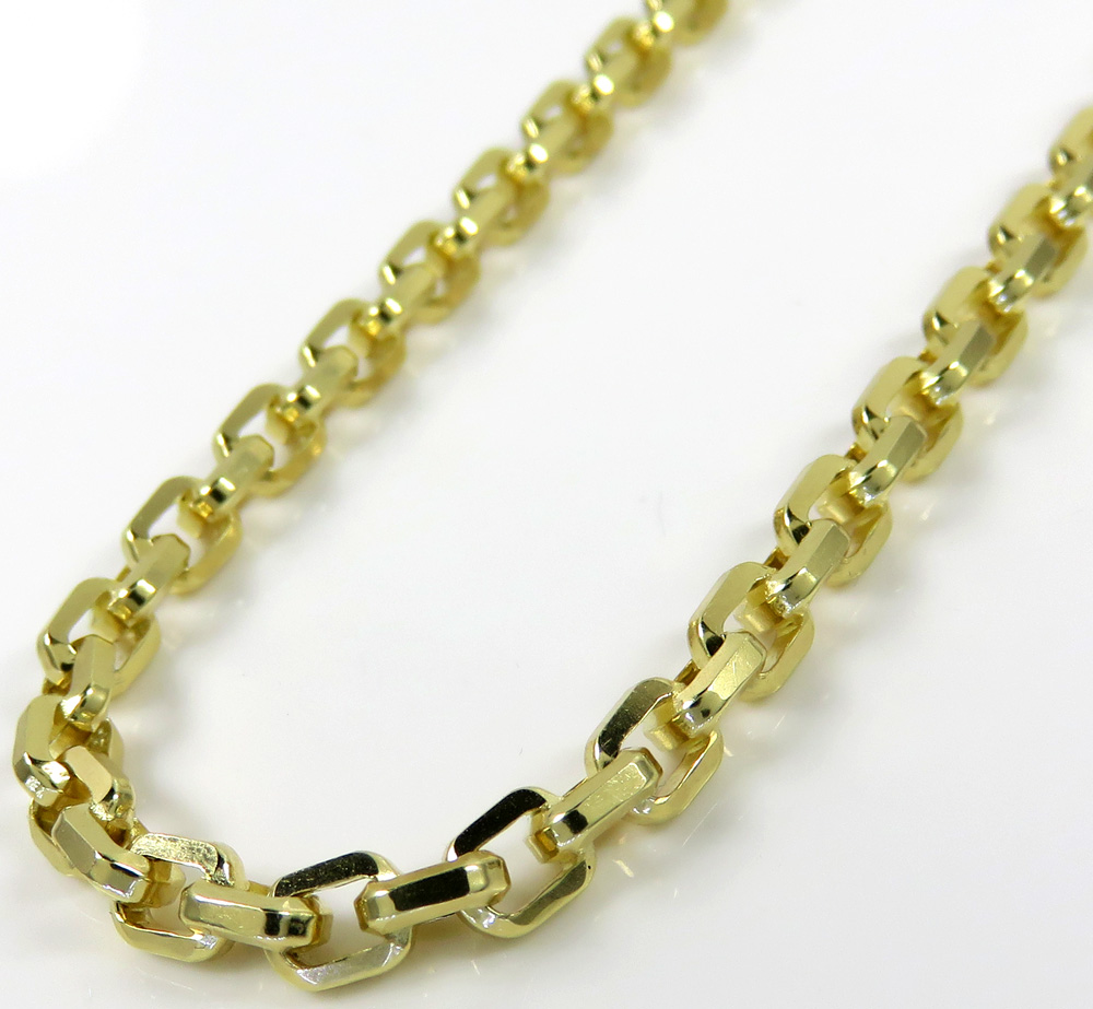 10k yellow gold solid beveled edge cable chain 20-30 inches 3.60mm