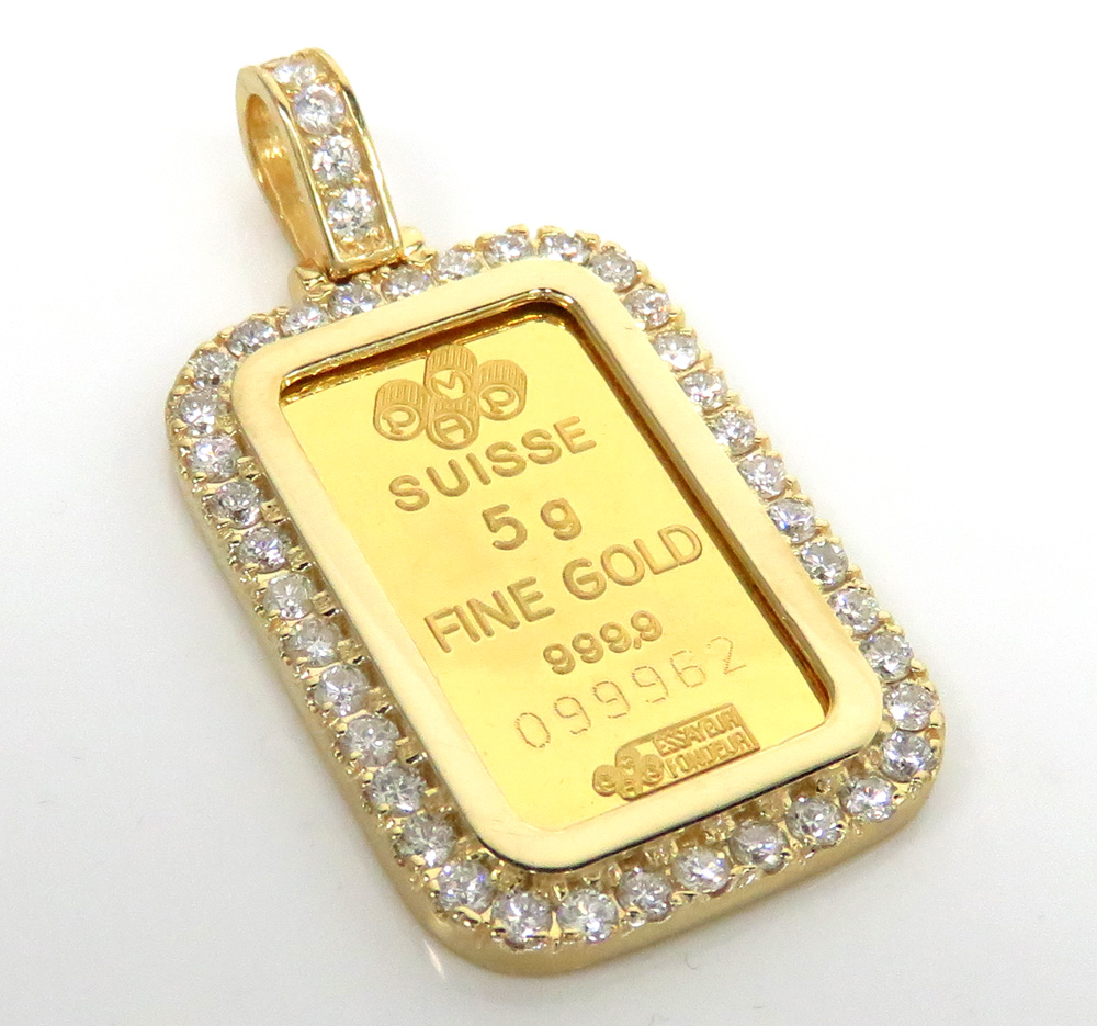 Gold bar pendant with diamonds Clearance