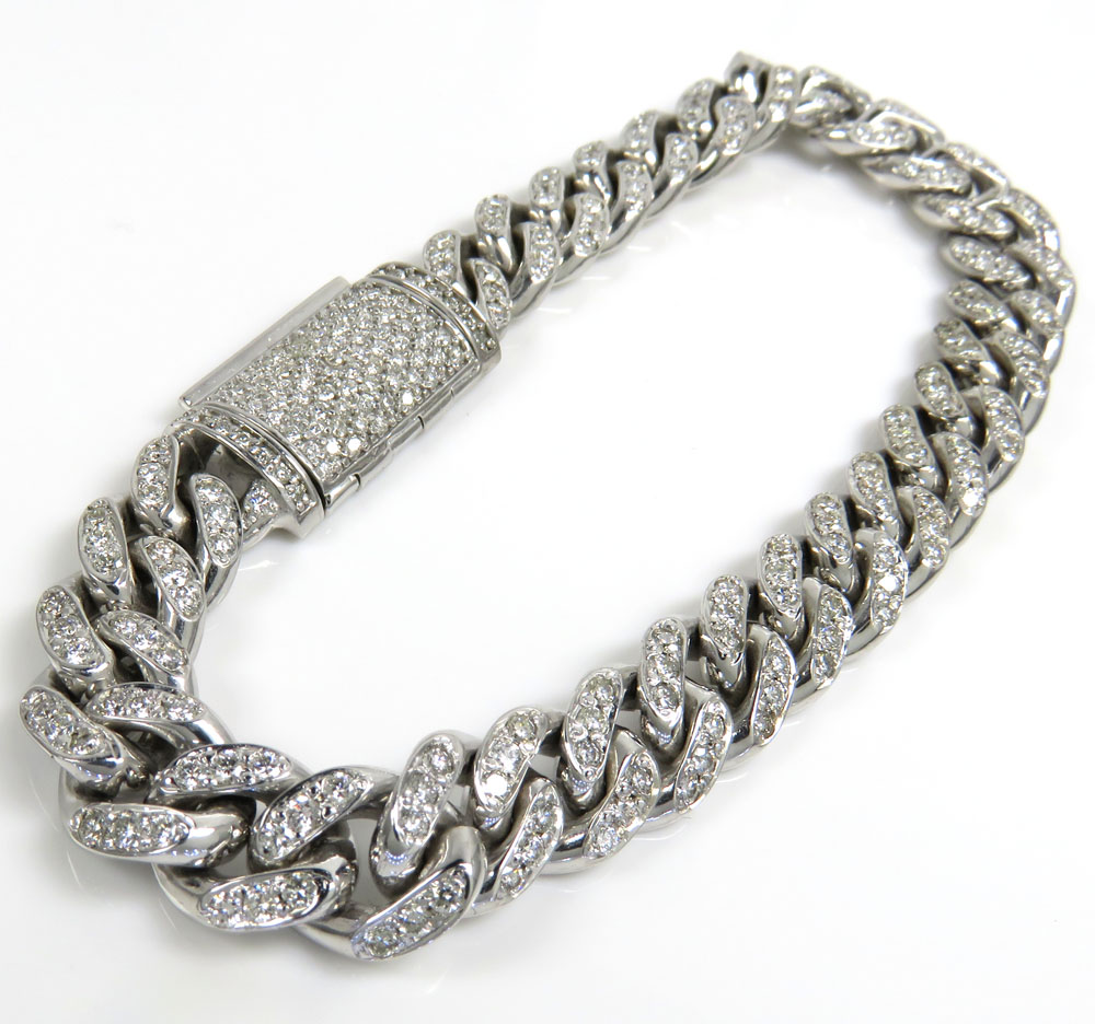 14k white yellow or rose  gold vs diamond miami bracelet 8.50