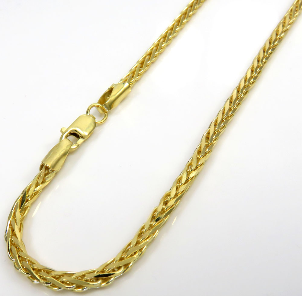 14k yellow gold skinny solid wheat bracelet 8