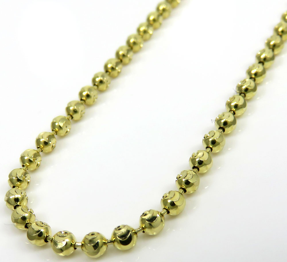 14k yellow gold moon cut bead chain 18-24