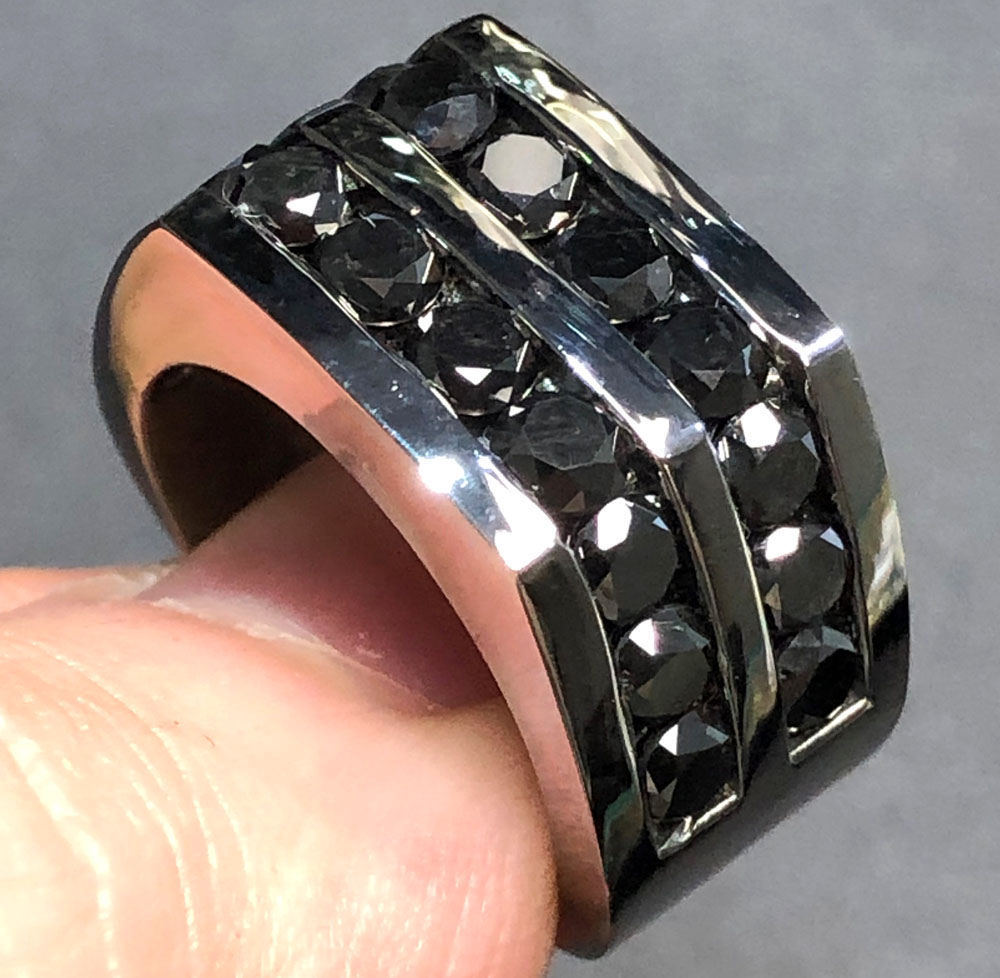 Black sterling silver black diamond pinky ring 7.00ct