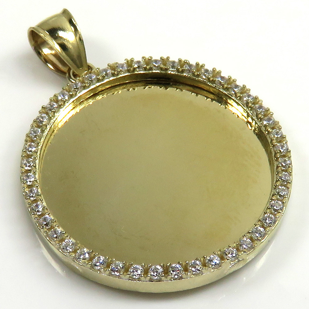 10k yellow gold medium cz picture pendant 0.75ct