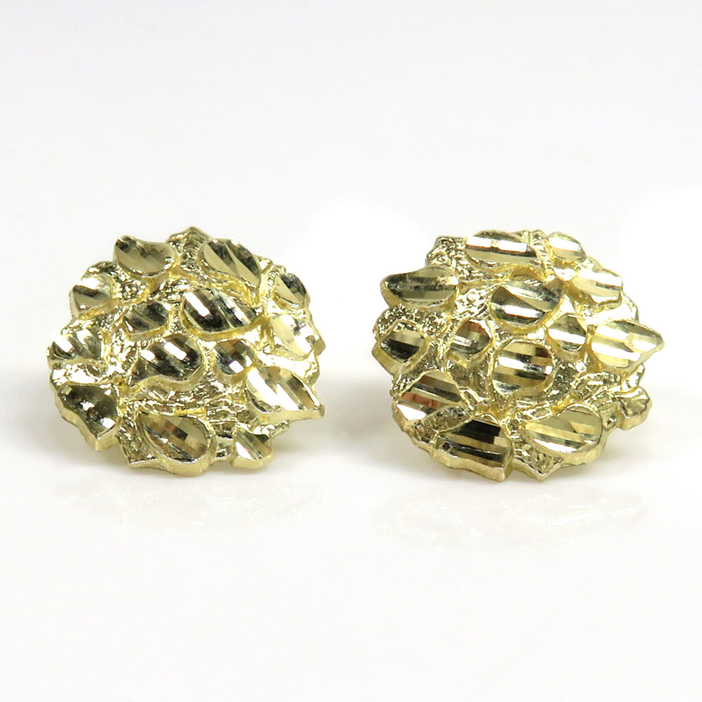 10k yellow gold large round nugget earrings