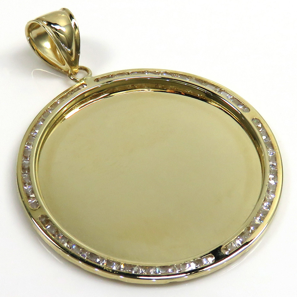 10k yellow gold large cz picture pendant 1.75ct