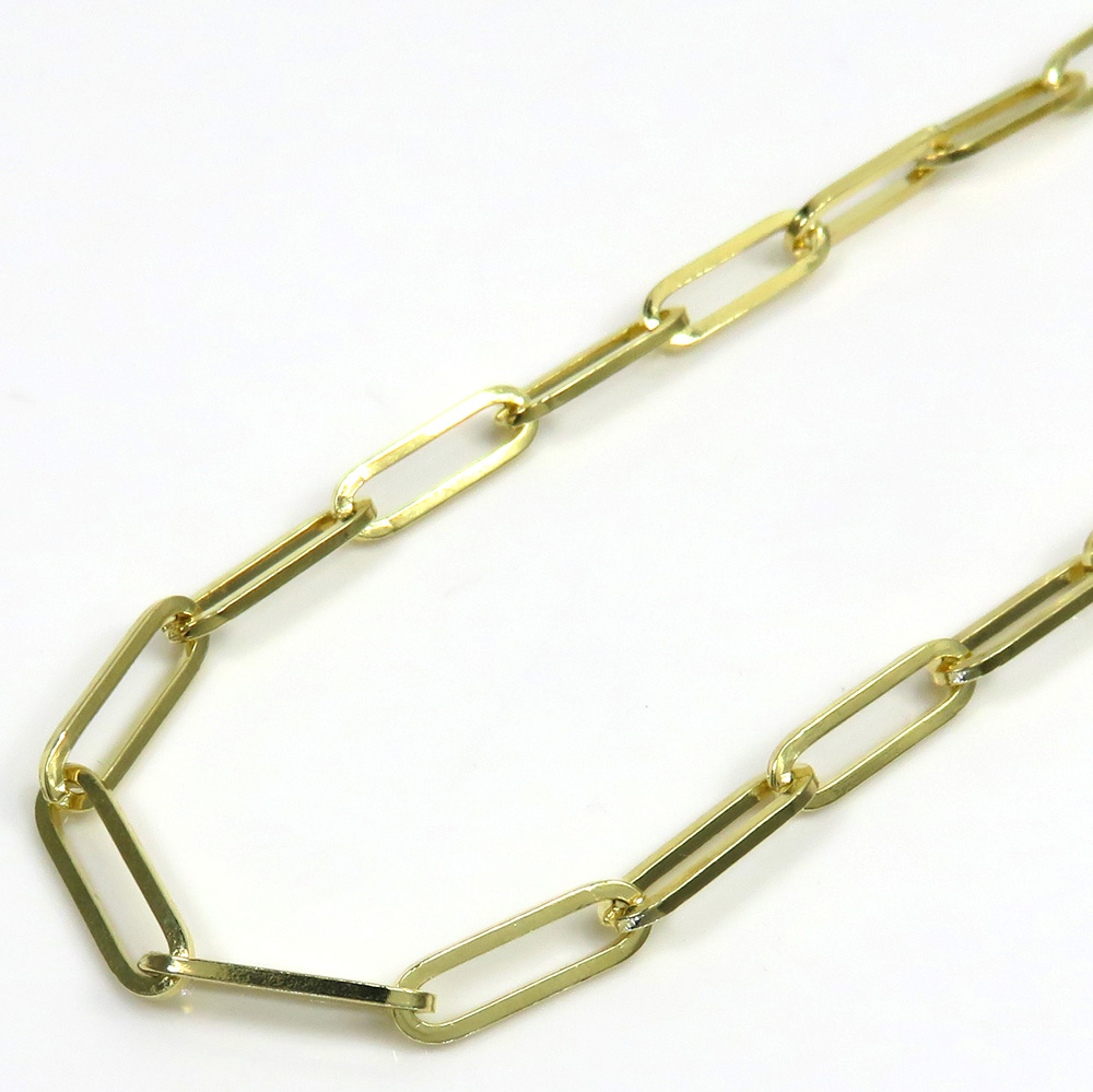 10k yellow gold solid paper clip chain 16-22 inch 4.20mm