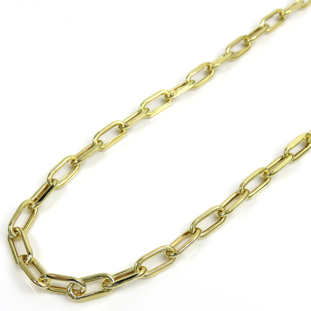 10k yellow gold hollow paper clip chain 16-22 inch 3.70mm 