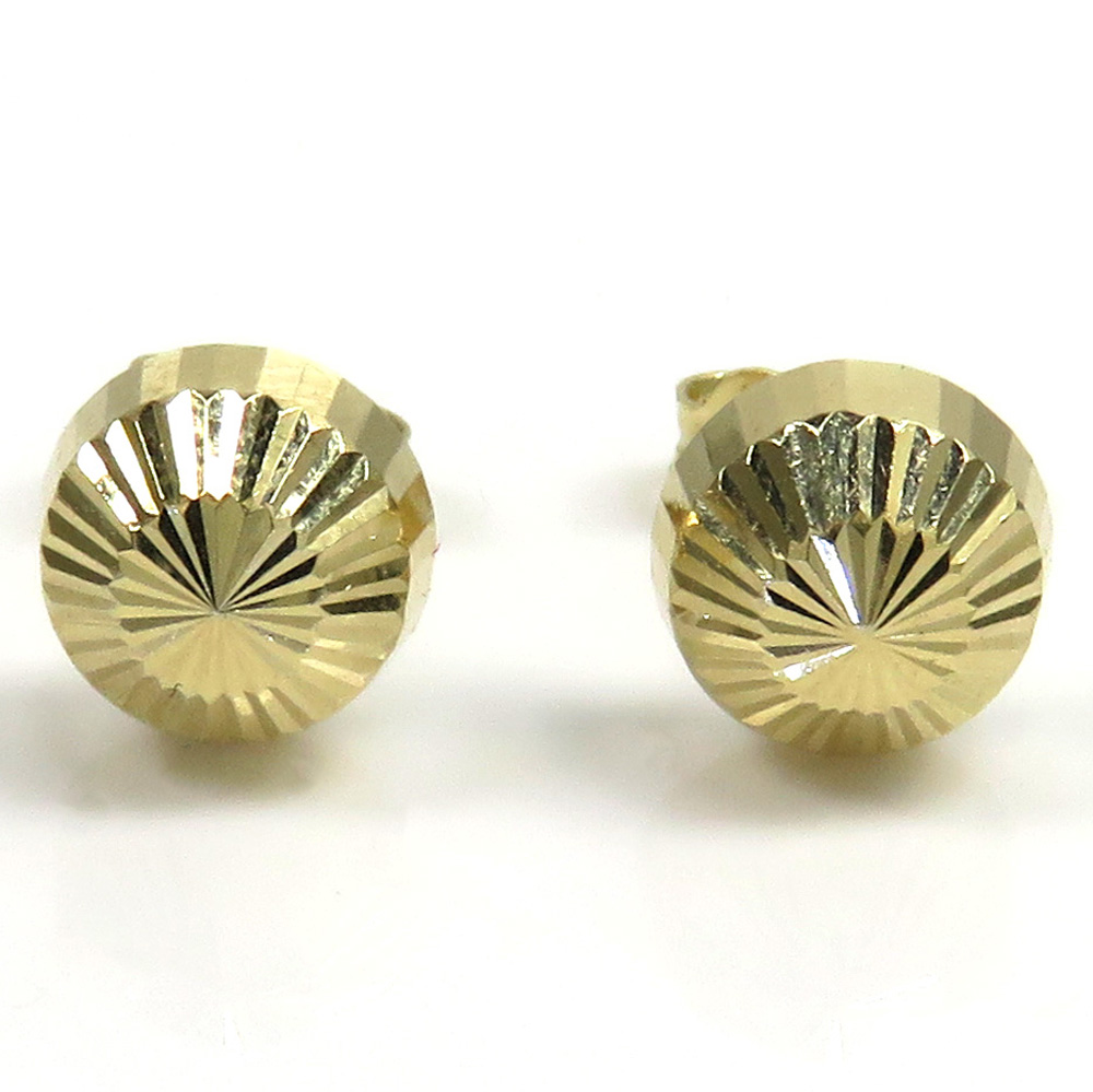 14k yellow gold diamond cut 7.8mm sphere earrings