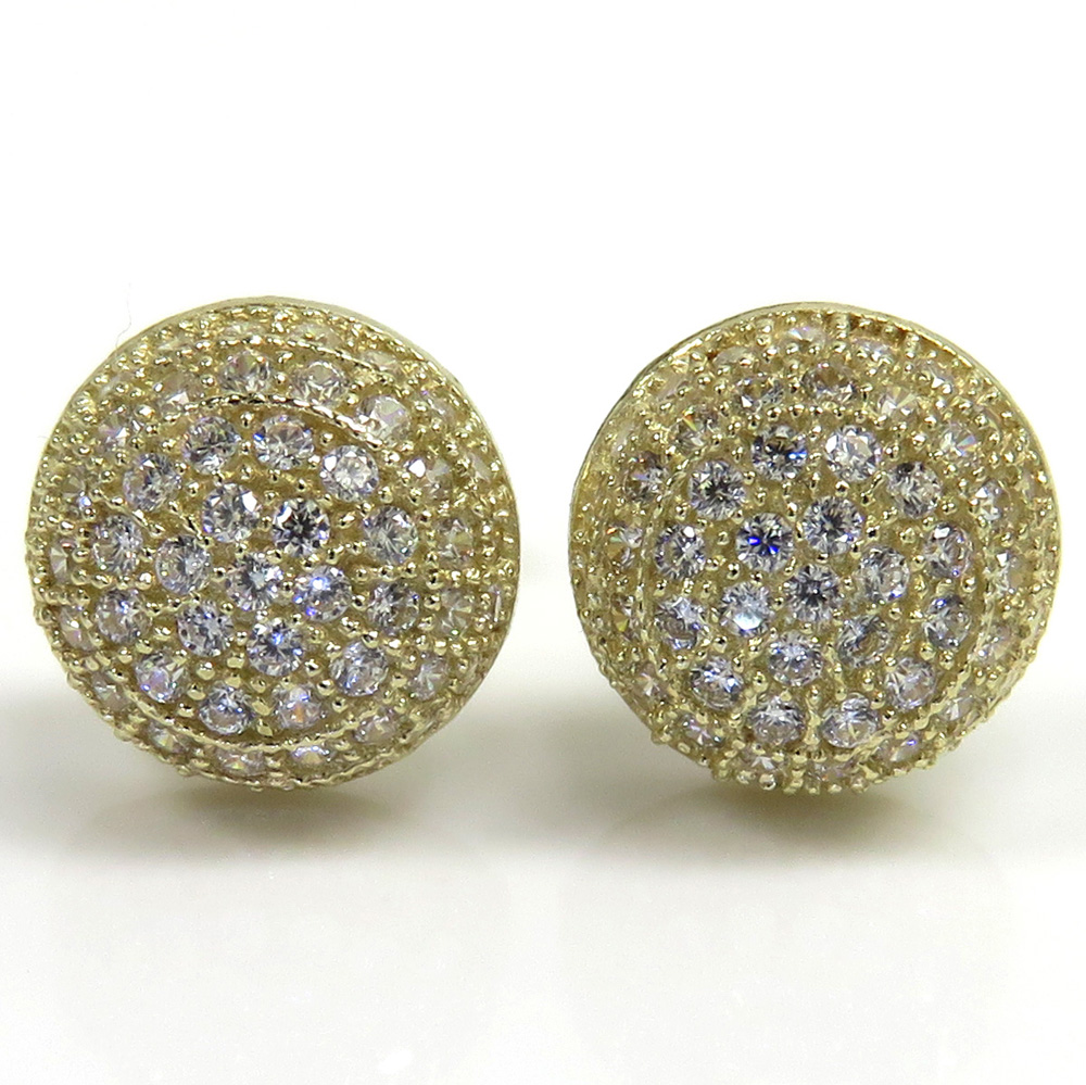 10k yellow gold 8.8mm cz sphere earrings 1.00ct