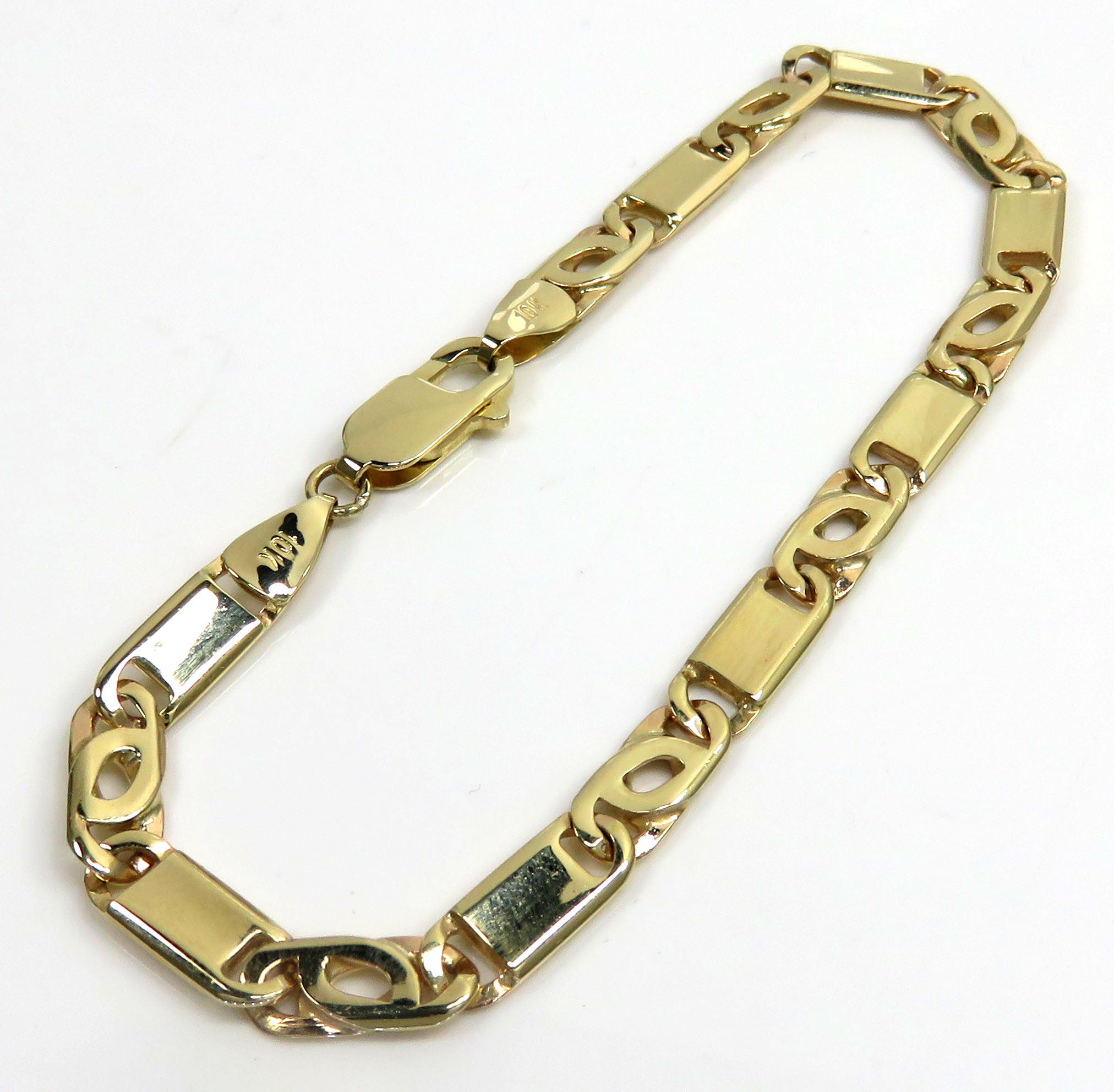 10k yellow gold solid tiger eye bracelet 8.75