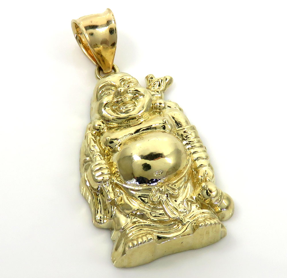 10k yellow gold small fat buddha pendant