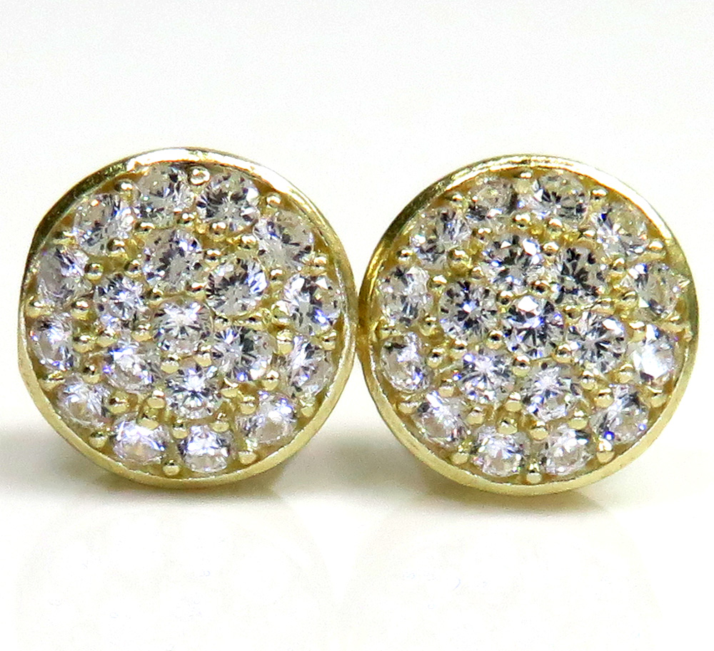 10k yellow gold cz snow cap 8.2mm earrings 1.00ct