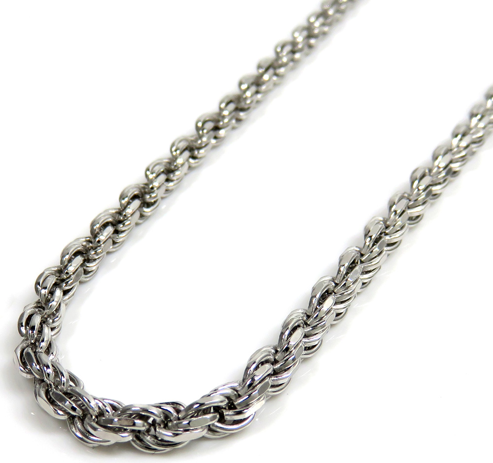 925 white sterling silver rope link chain 20-26 inch 3.80mm