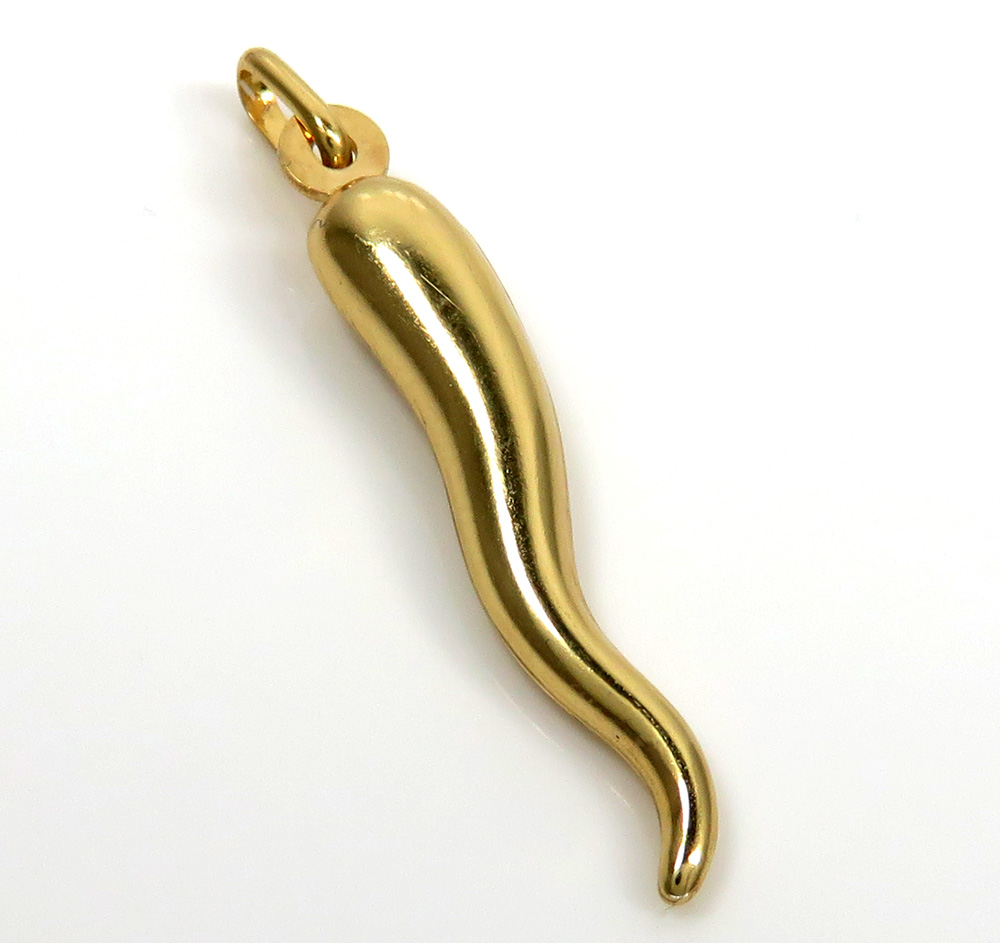 10k yellow gold small italian horn pendant