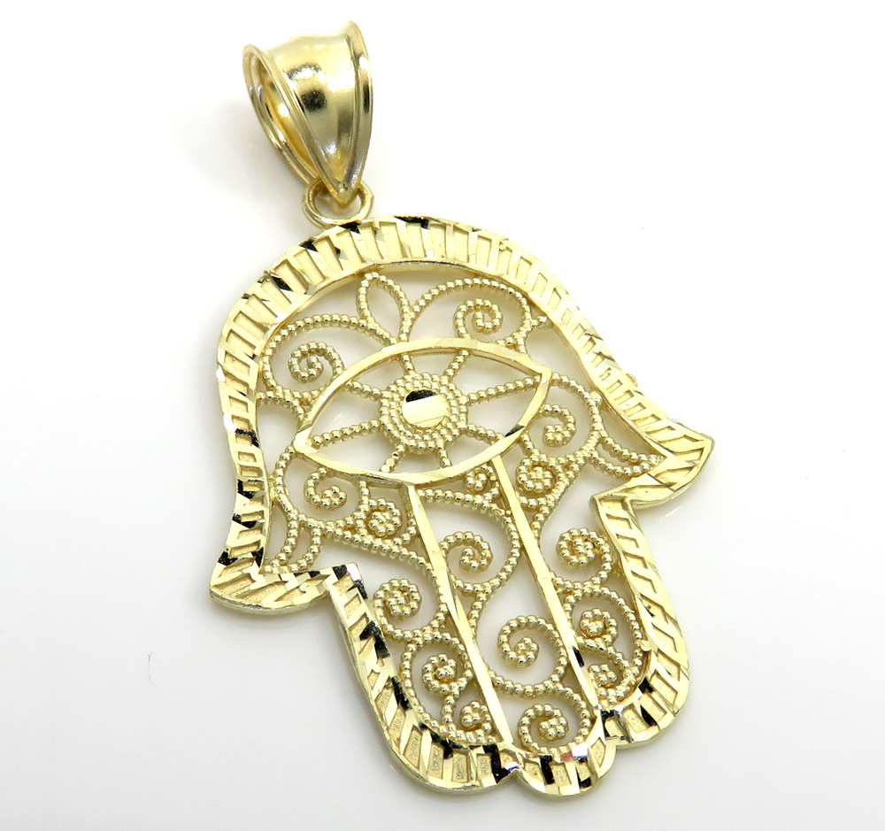 Buy 10k Yellow Gold Medium Fancy Hamsa Pendant Online at SO ICY JEWELRY