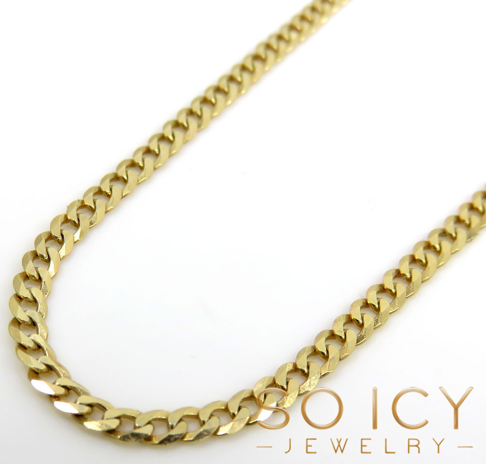 10k yellow gold solid skinny cuban chain 24 inch 2.0mm