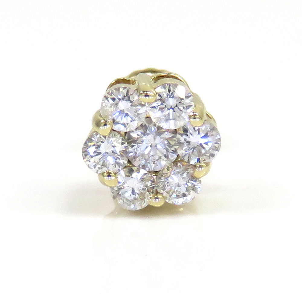 14k gold 7mm diamond single cluster earring 0.50ct