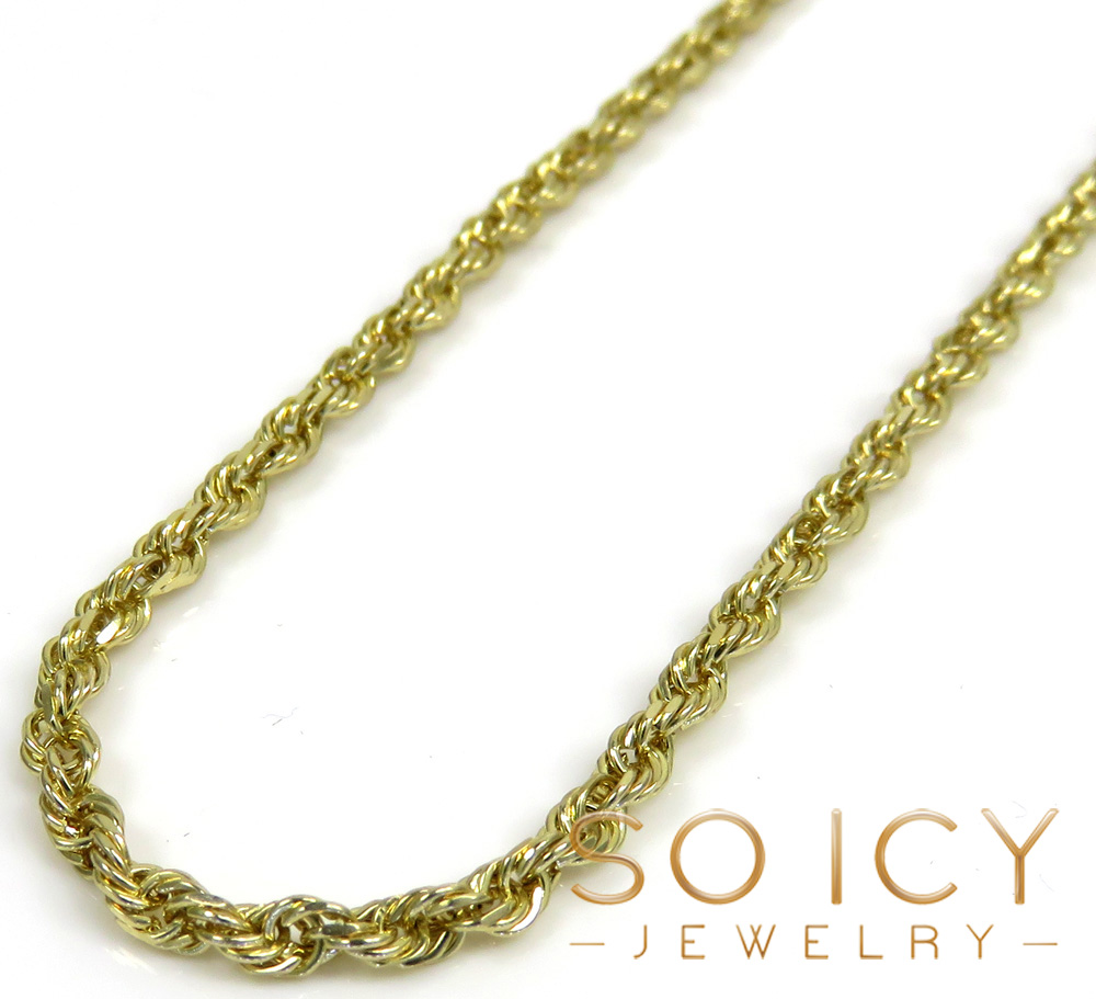 10k yellow gold solid rope chain 16-24 inch 2mm