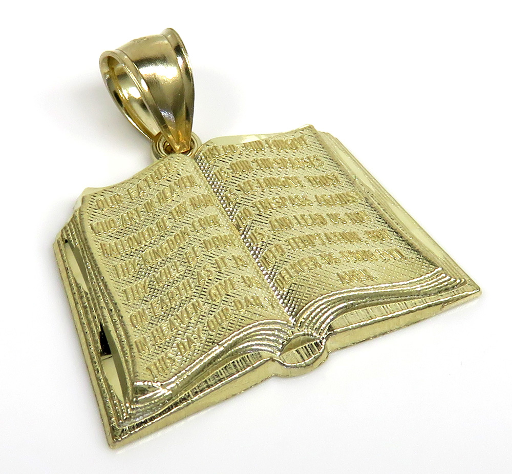 10k yellow gold small holy bible book pendant