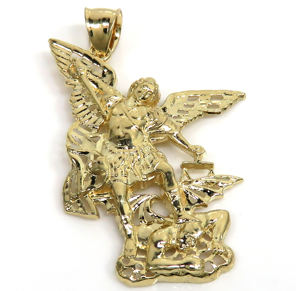14k yellow gold small angel vs demon saint michael