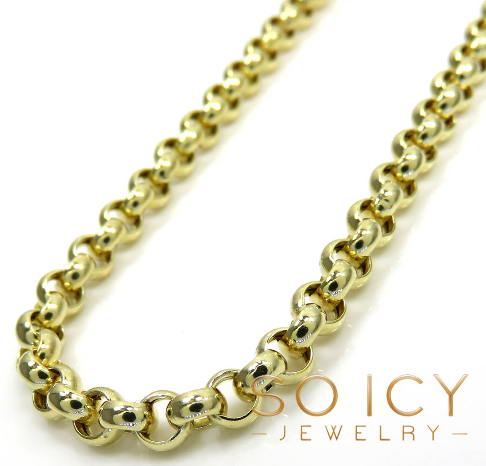 14k yellow gold circle rolo link chain 16-30 inch 3.6mm
