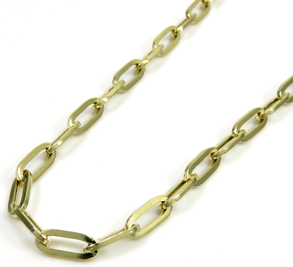 14k yellow gold hollow paper clip chain 16-20 inch 3.50mm