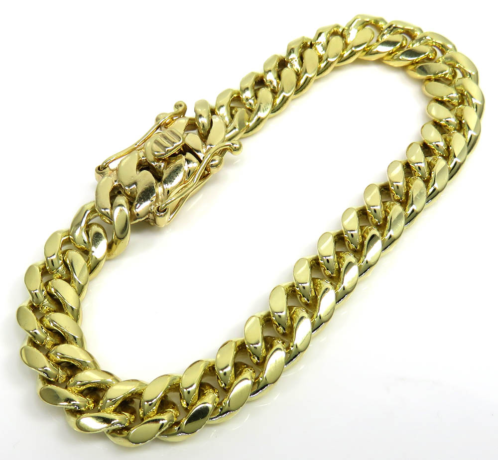 10k yellow gold thick miami bracelet 8 inch 9mm