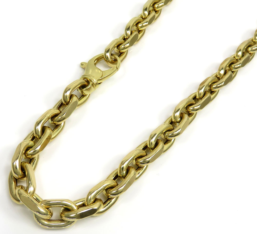 14k yellow gold semi solid thick cable link chain 24 inches 9mm