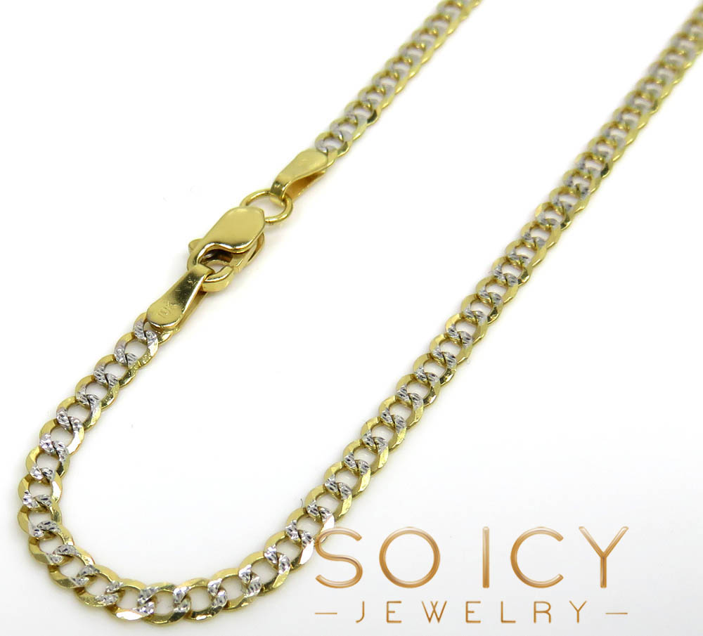 10k yellow gold diamond cut cuban bracelet 8 inch 2.5mm 