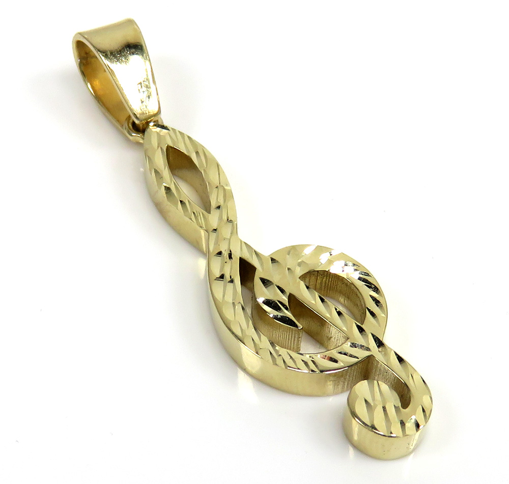 14k gold diamond cut music note pendant 