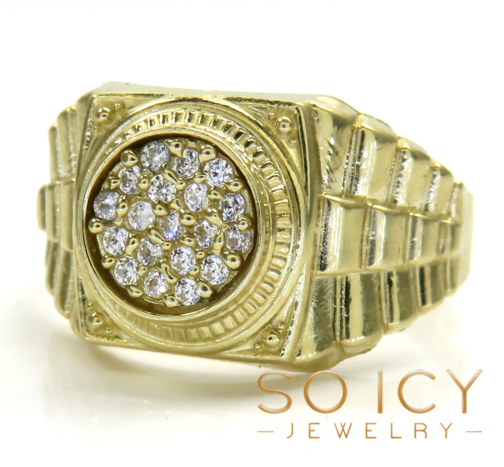 10k yellow gold small presidential style cz ring 0.50ct