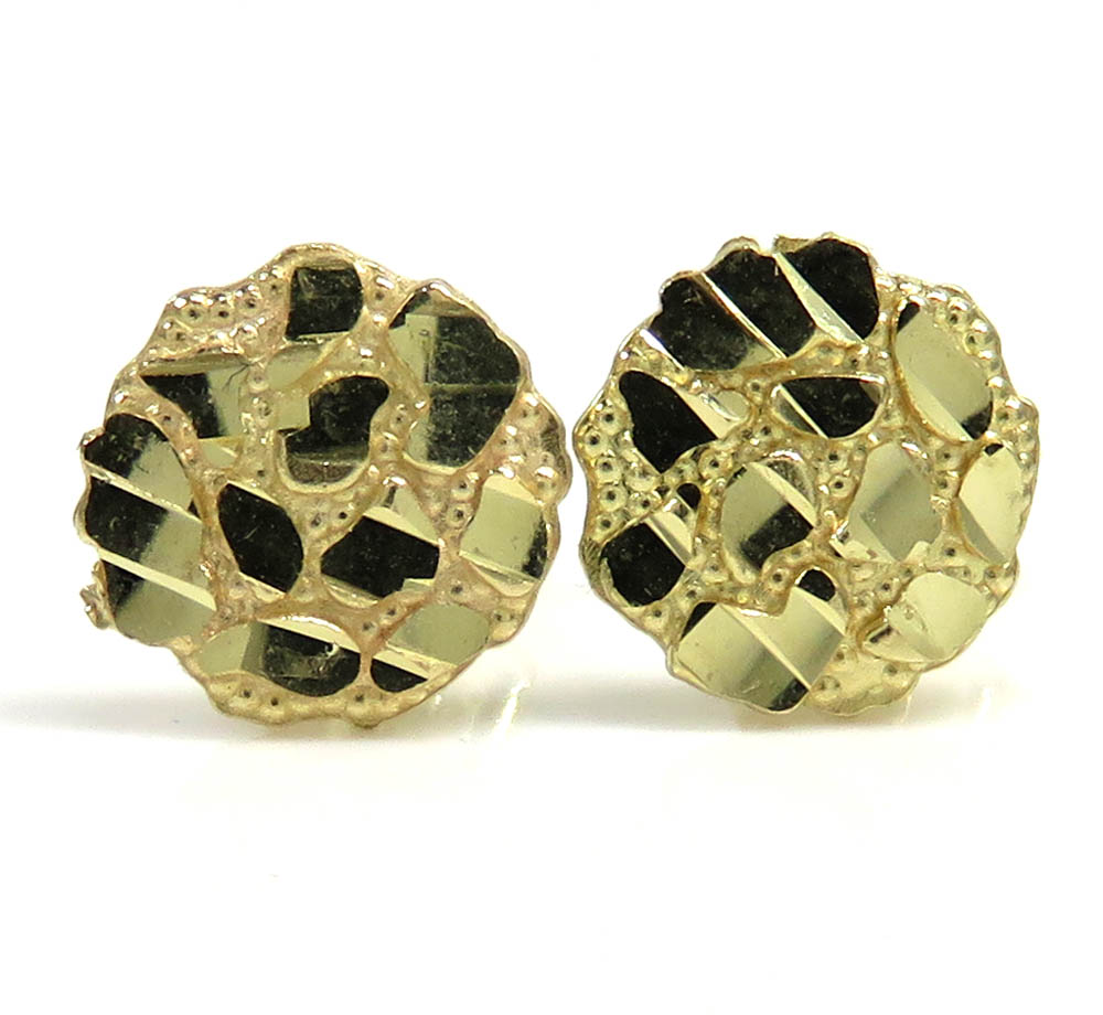 10k yellow gold mini nugget earrings 