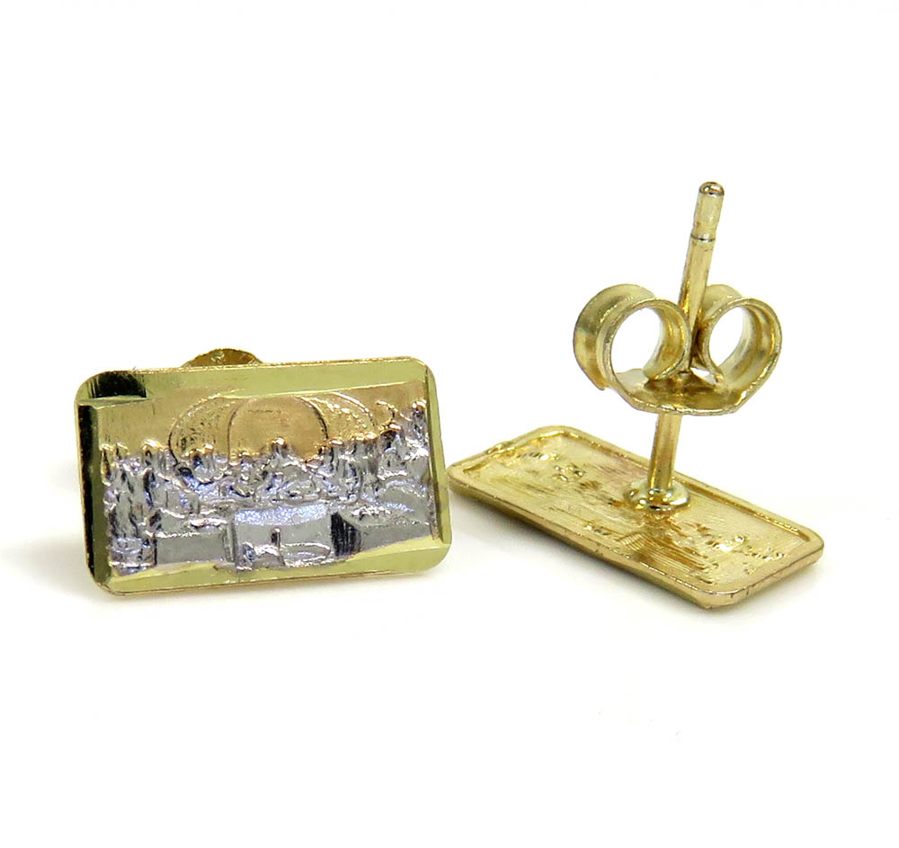 10k two tone gold mini jesus apostles last supper earrings