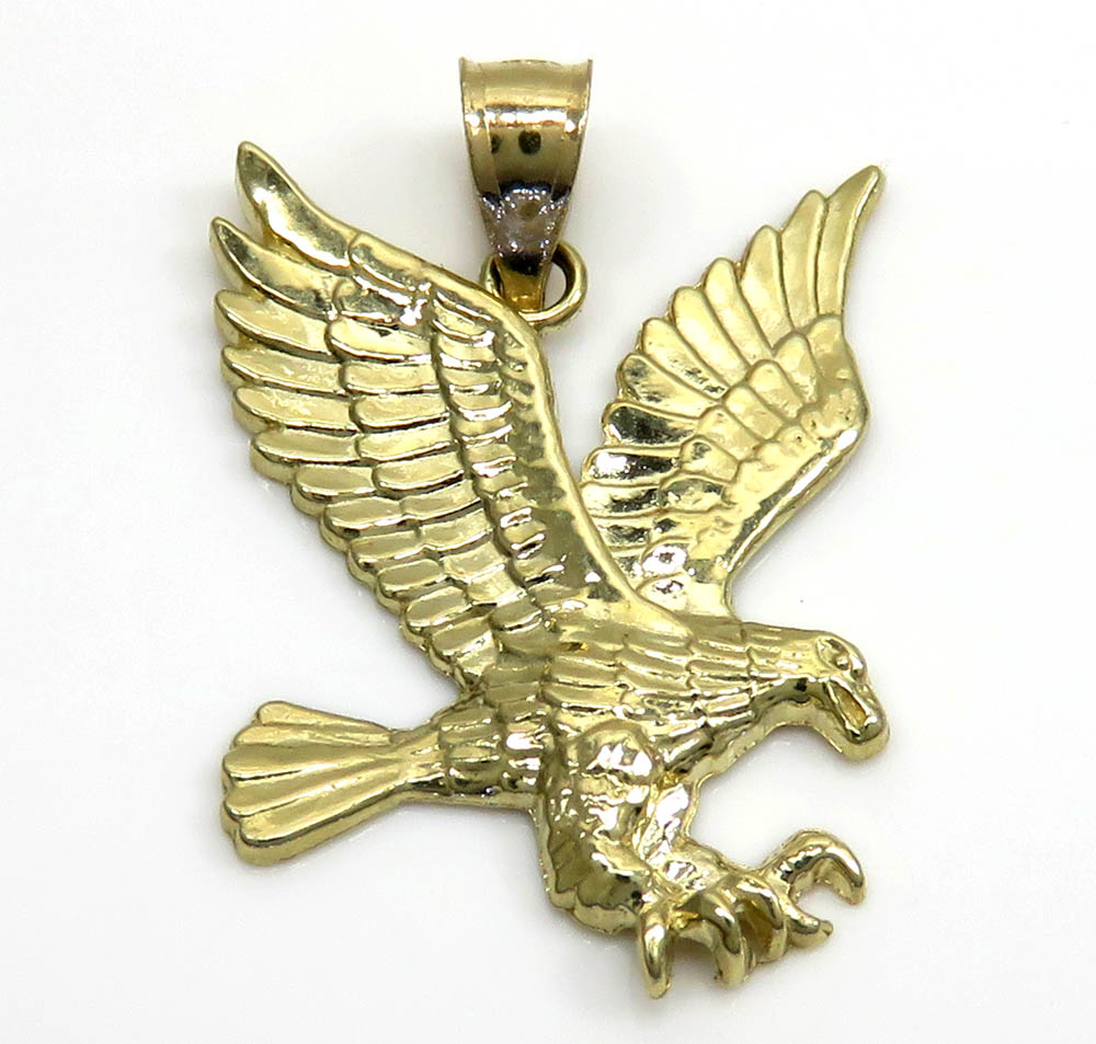 14k yellow gold mini diamond cut eagle pendant