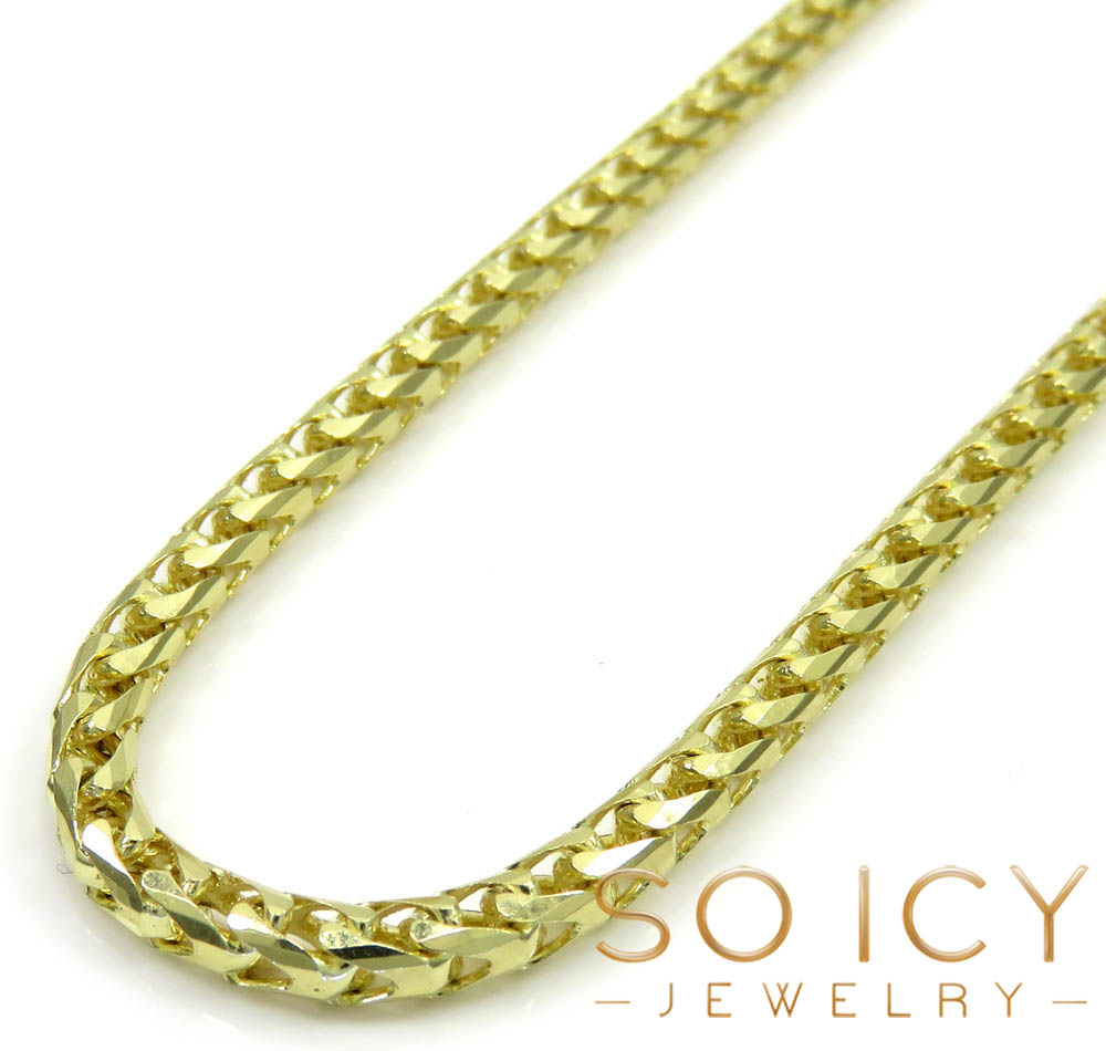 10k yellow gold solid diamond cut franco chain 20-28 inch 3mm